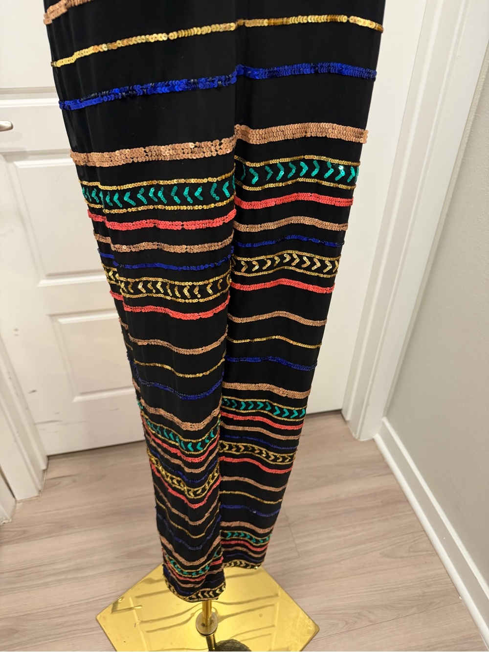 Mara Hoffman Black Multicolor Striped Sequin Jumpsuit - Picture 6 of 10